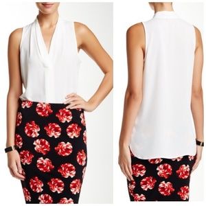 Vince Camuto Pleated V-Neck Tank Top